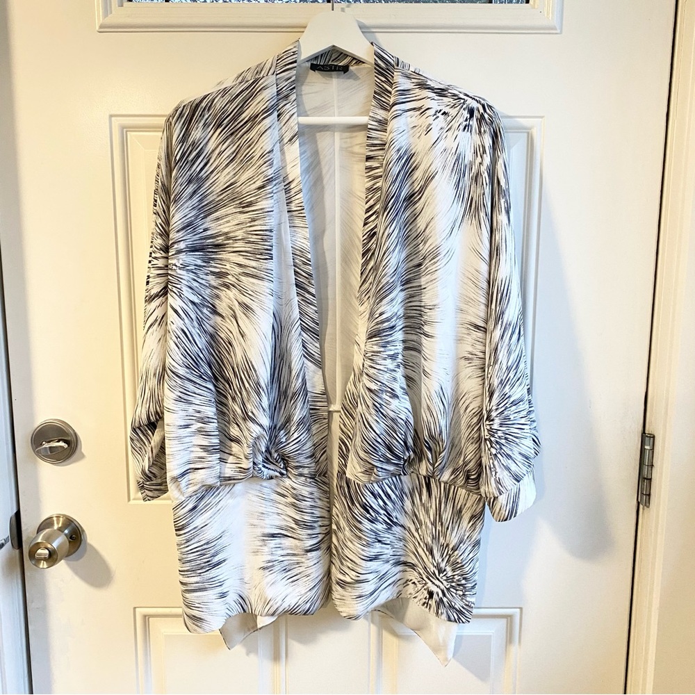 ASTR ivory multi drapey open kimono